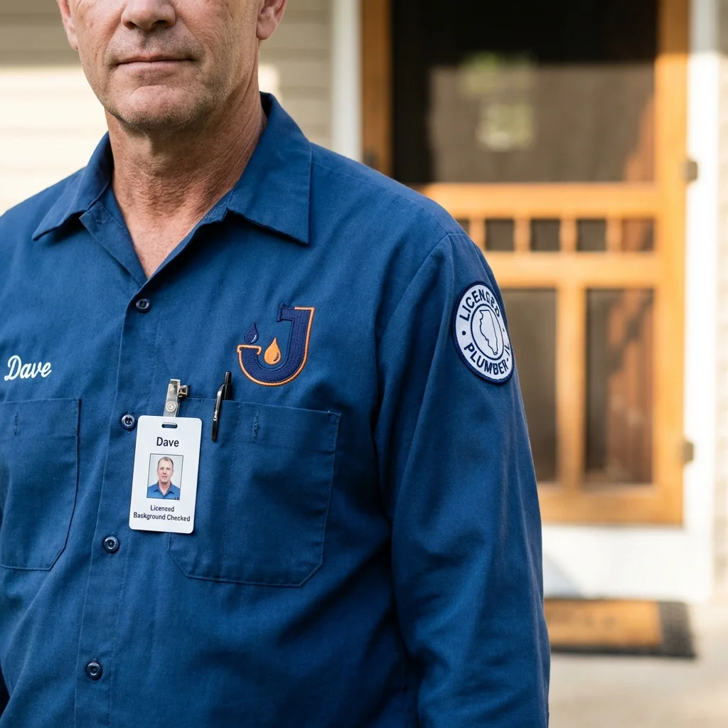 Licensed plumber showing ID badge in Craigsville, WV
