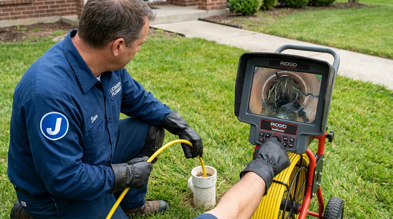 Sewer camera inspection being performed by Johns Plumbing LLC in Craigsville