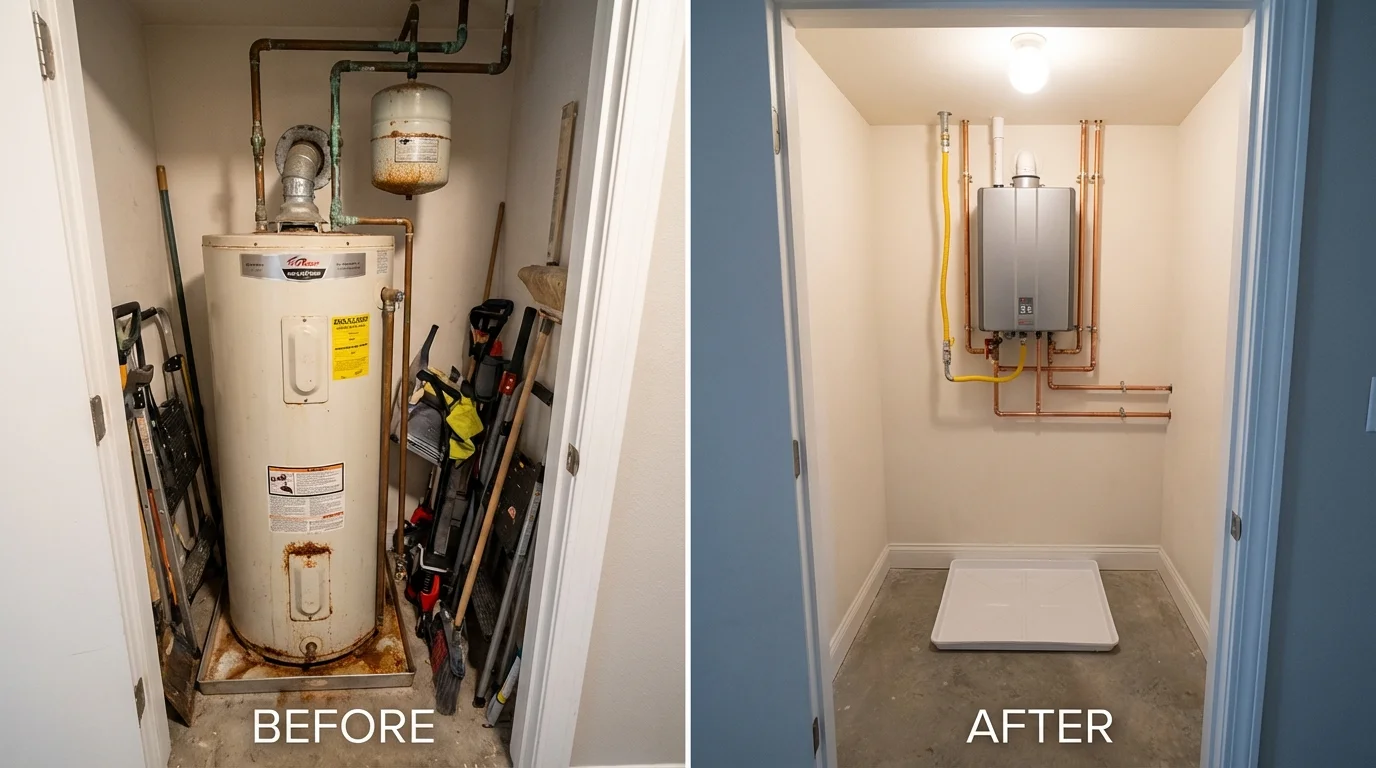 Tank water heater versus wall-mounted tankless unit comparison for Craigsville, WV homeowners